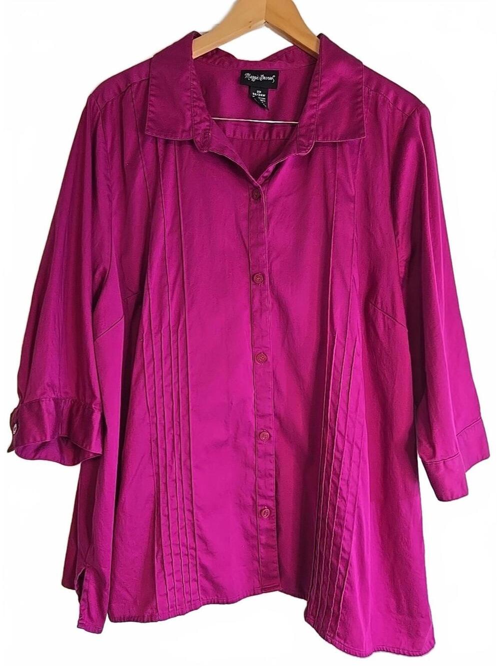 Maggie Barnes Magenta Button-Up Blouse Plus 2X 22/24W Business Casual